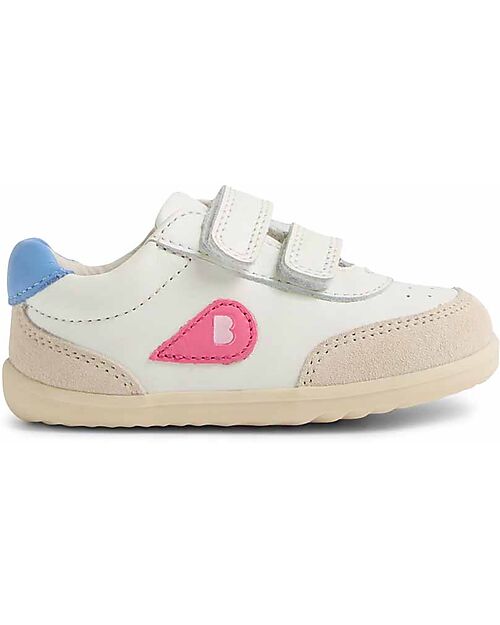 Bobux Step Up Champ Shoes - Chalk White and Pink Lemonade - First Steps Shoes