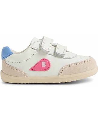 Bobux Step Up Champ Shoes - Chalk White and Pink Lemonade - First Steps Shoes