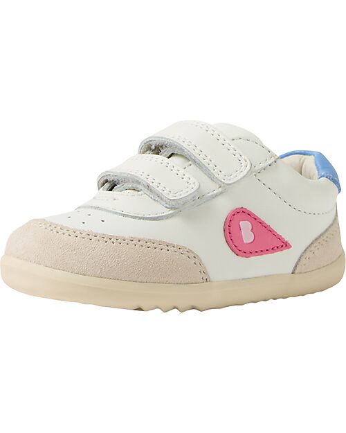 Bobux Step Up Champ Shoes - Chalk White and Pink Lemonade - First Steps Shoes