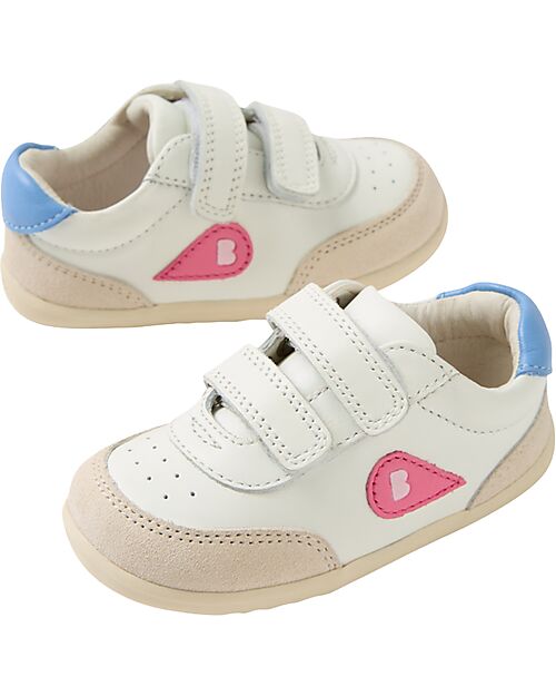 Bobux Step Up Champ Shoes - Chalk White and Pink Lemonade - First Steps Shoes