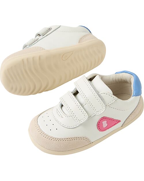 Bobux Step Up Champ Shoes - Chalk White and Pink Lemonade - First Steps Shoes