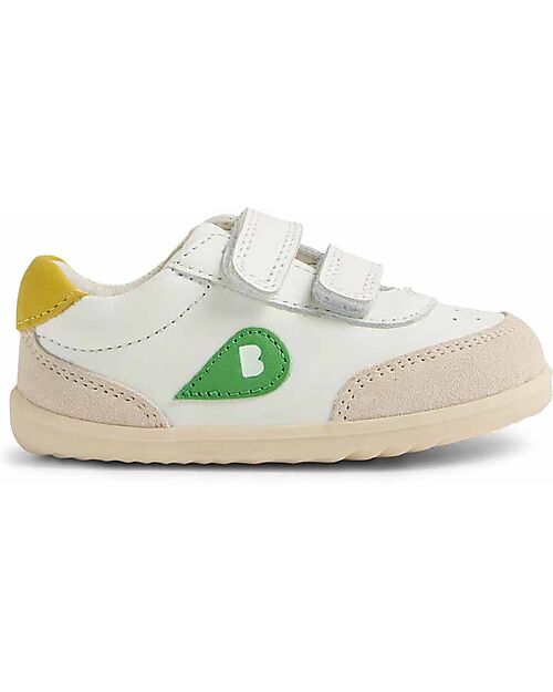 Bobux Step Up Champ Shoes - Chalk White and Retro Green - First Steps Shoes