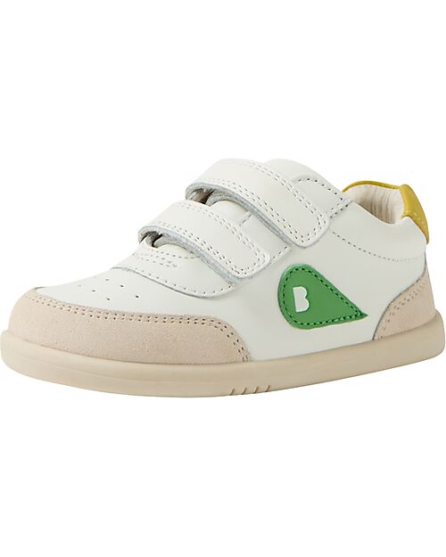 Bobux Step Up Champ Shoes - Chalk White and Retro Green - First Steps Shoes