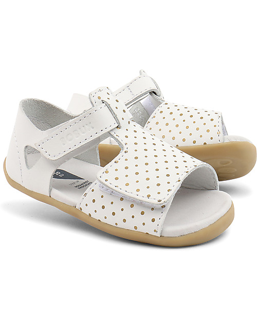 Bobux Step-Up Classic Mirror Sandal, White/Gold - Ultra flexible, perfect for first steps! Sandals