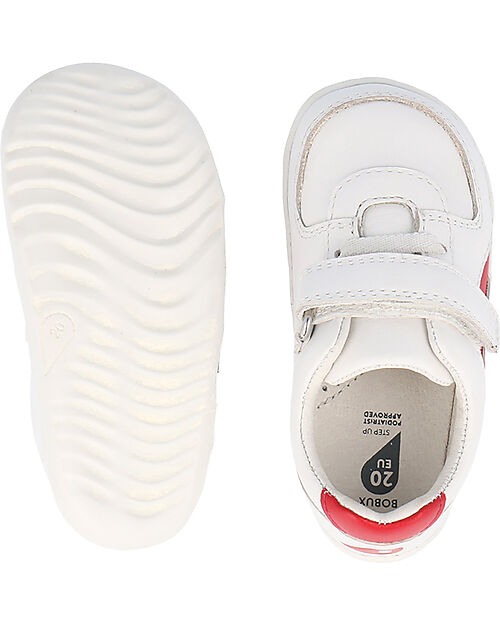 Bobux Step Up Comet Shoe - White and Red - First Steps Shoes