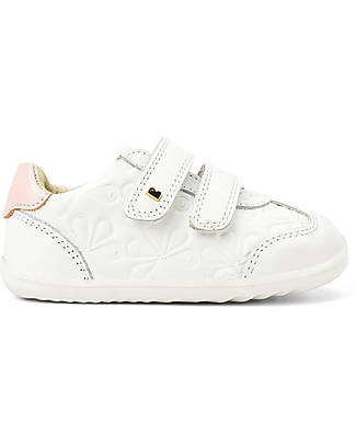 Bobux Step Up Embossed Shoes - White and Seashell Shimmer - First Steps Shoes