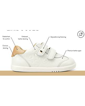 Bobux Step Up Embossed Shoes - White and Seashell Shimmer - First Steps Sneakers
