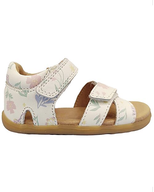 Bobux Step Up Flora Sandals - White Floral - Premium Leather - First Steps Sandals