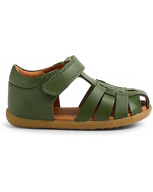 Bobux Step Up Harbor Sandals - Bronze Green - Premium Leather - First Steps Sandals