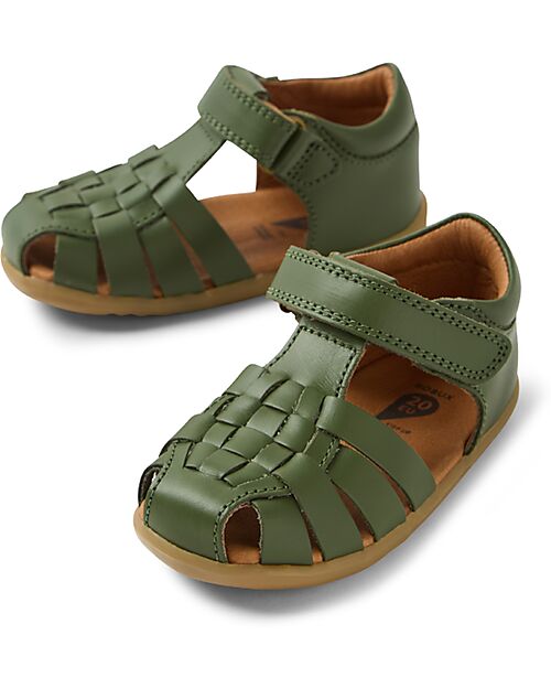 Bobux Step Up Harbor Sandals - Bronze Green - Premium Leather - First Steps Sandals