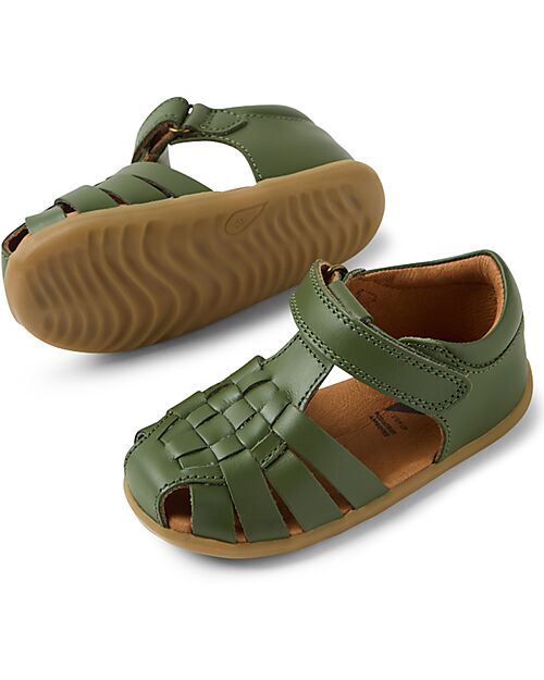 Bobux Step Up Harbor Sandals - Bronze Green - Premium Leather - First Steps Sandals