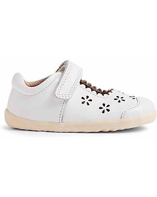 Bobux Step Up Heather Sandals - White - Carved Flowers - Premium Leather - First Steps Sandals