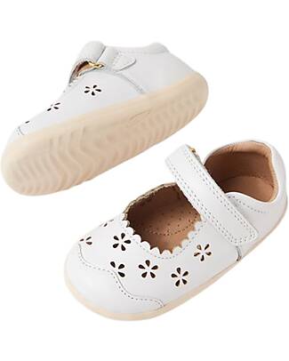 Bobux Step Up Heather Sandals - White - Carved Flowers - Premium Leather - First Steps Sandals