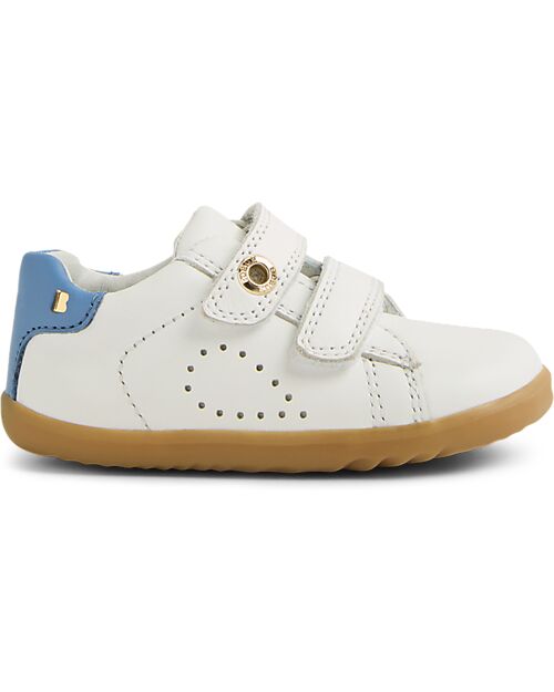 Bobux Step Up Maverick Shoe - White Coronet Blue - Premium Leather - First Steps Shoes