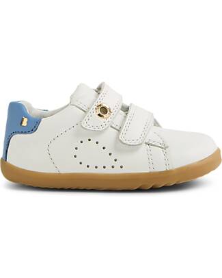 Bobux Step Up Maverick Shoe - White Coronet Blue - Premium Leather - First Steps Shoes