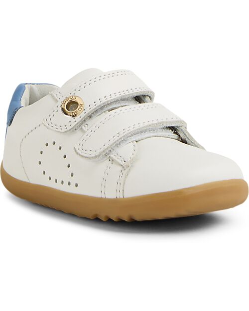 Bobux Step Up Maverick Shoe - White Coronet Blue - Premium Leather - First Steps Shoes