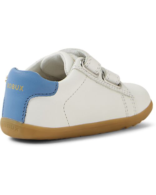 Bobux Step Up Maverick Shoe - White Coronet Blue - Premium Leather - First Steps Shoes