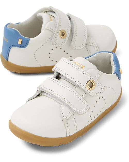 Bobux Step Up Maverick Shoe - White Coronet Blue - Premium Leather - First Steps Shoes