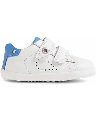 Bobux Step Up Maverick Shoes - White and Azure - Premium Leather - First Steps Shoes