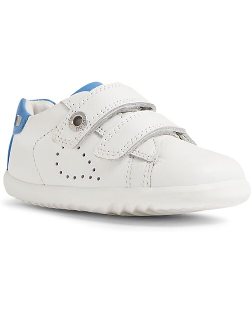 Bobux Step Up Maverick Shoes - White and Azure - Premium Leather - First Steps Shoes