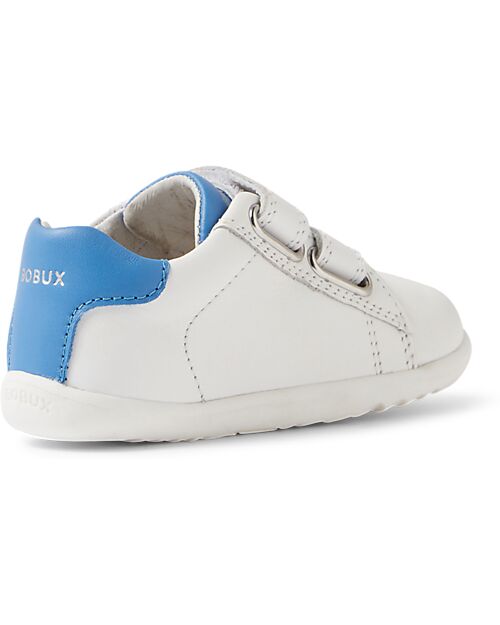 Bobux Step Up Maverick Shoes - White and Azure - Premium Leather - First Steps Shoes