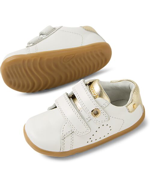 Bobux Step Up Maverick Shoes - White and Gold - Premium Leather - First Steps Shoes