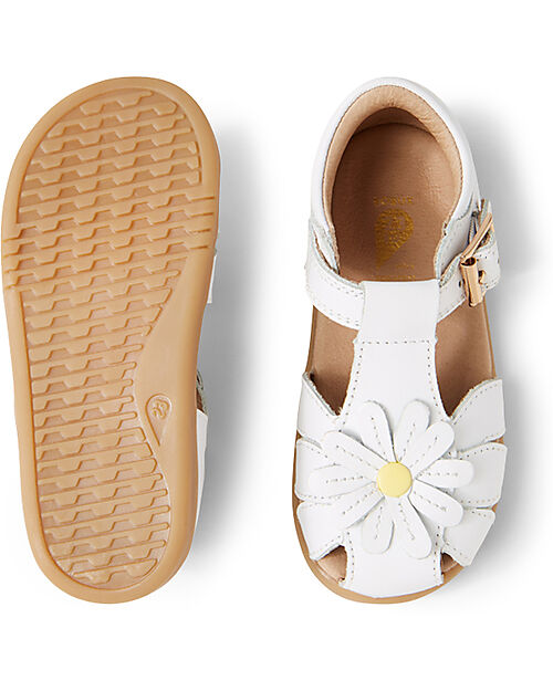 Bobux Step Up Petal Sandal - White - with Flower - First Steps Sandals