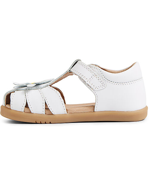 Bobux Step Up Petal Sandal - White - with Flower - First Steps Sandals