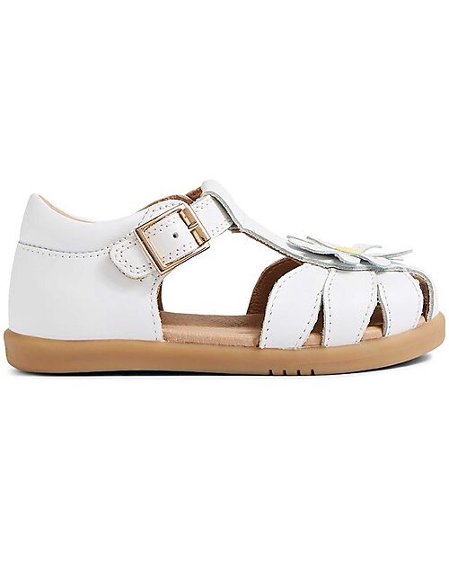 Bobux Step Up Petal Sandal - White - with Flower - First Steps Sandals