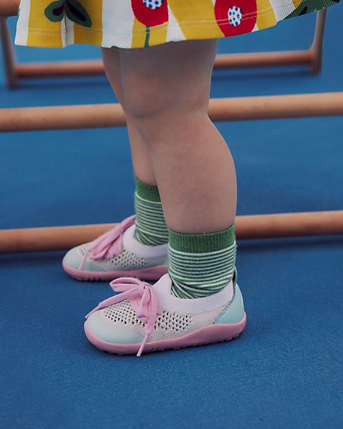 Bobux Step-Up Play Knit Shoe - Mist/White - Stretchy Knitted Midsection! Shoes
