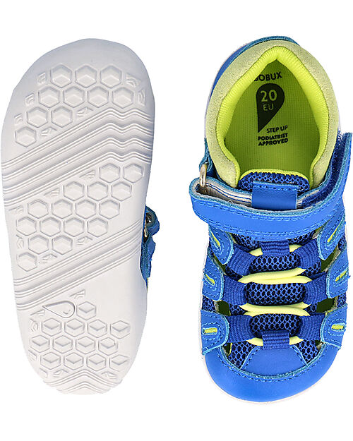 Bobux Step Up Summit Sandal - Snorkel Blue and Sunny Lime - First Steps Sandals