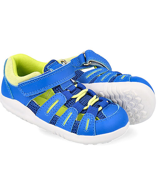 Bobux Step Up Summit Sandal - Snorkel Blue and Sunny Lime - First Steps Sandals