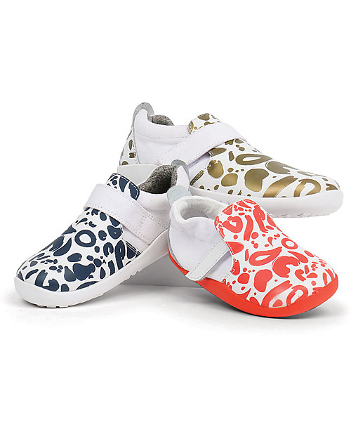 Bobux Step-Up Xplorer Abstract, White/Navy - Super flexible, ideal for outdoors Shoes