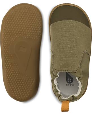Bobux Xplorer Junior Shoe - Olive - Organic Cotton - Perfect Slippers at Home or in Kindergarten! Slippers
