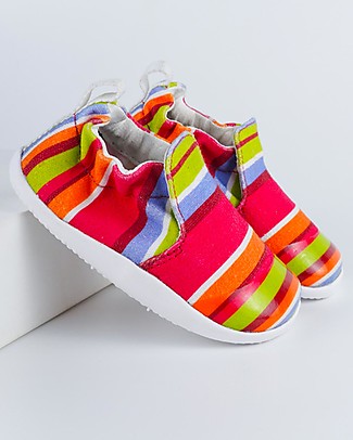 Bobux Xplorer Scamp Shoe - Guava Stripe - Lightweight + Breathable + Flexible! Shoes