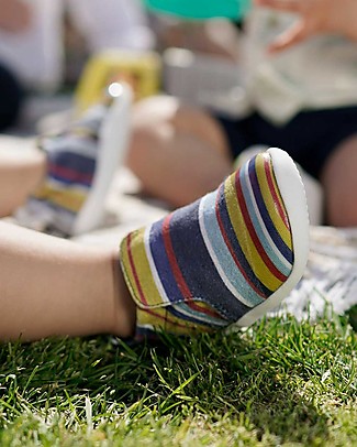 Bobux Xplorer Scamp Shoe - Navy Stripe - Lightweight + Breathable + Flexible! Shoes