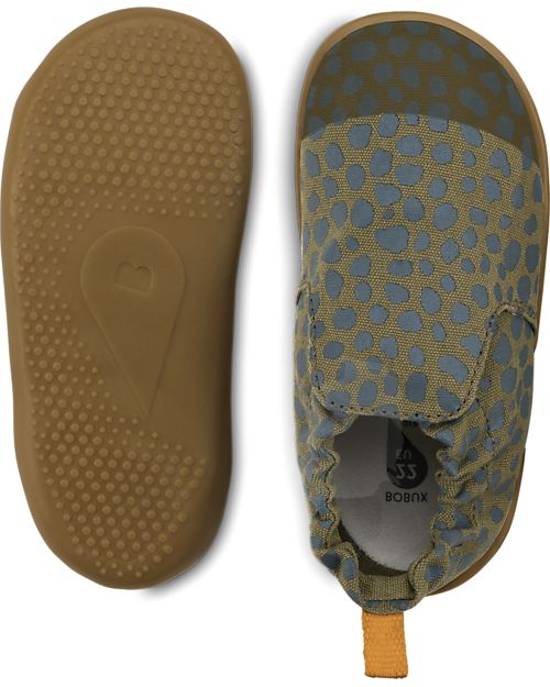 Bobux Xplorer Shoe - Olive Dalmation - Organic Cotton - Perfect Slippers at Home or in Kindergarten! Slippers