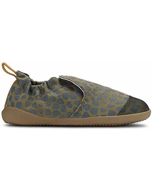 Bobux Xplorer Shoe - Olive Dalmation - Organic Cotton - Perfect Slippers at Home or in Kindergarten! Slippers