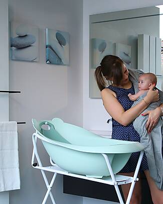 BoJungle Bear Bath Tub with Reducer - Sage Green - Ergonomic Baby Bath Tubs and Accessories