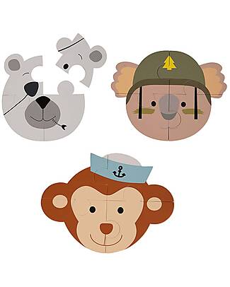 BoJungle Set of 3 Animal Sticker Puzzles - Koala Bear Monkey - 3+ Years Puzzles