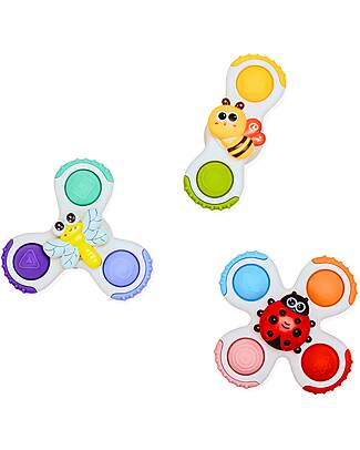 BoJungle Set of 3 Spinners with Suction Cup - Silicone - 12+ Months Sensory Games_