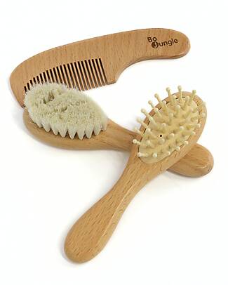 BoJungle Set of 3 wooden children's brushes - soft bristles Hair Care