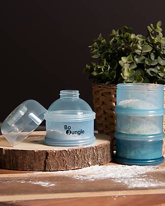 BoJungle Stackable Milk Powder or Snack Container - Classy Blue - with 4 Airtight Compartments Food Containers