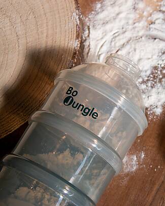 BoJungle Stackable Milk Powder or Snack Container - Shady Grey - With 4 Airtight Compartments Food Containers