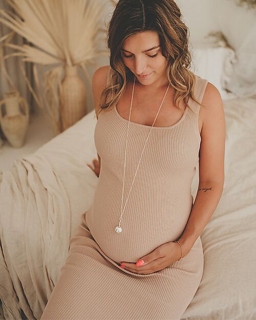 Bola Pregnancy Jewel Bola Pregnancy Necklace - Silver with Leaves Teething Necklaces