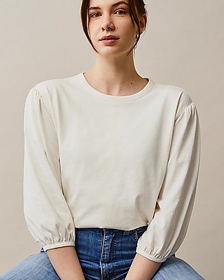 Boob 3/4-length Puff Sleeves Maternity and Nursing Top - Tofu - 100% Organic Cotton Long Sleeves Tops