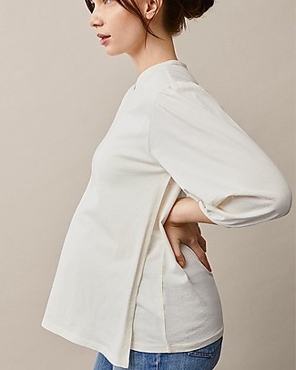 Boob 3/4-length Puff Sleeves Maternity and Nursing Top - Tofu - 100% Organic Cotton Long Sleeves Tops