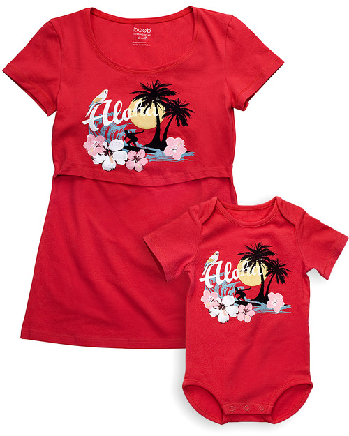 Boob Aloha Mama and Baby Twinset (Nursing top + body) - Organic (a fun gift for mum and baby!) T-shirts