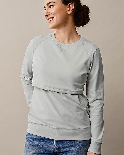 Boob B.warmer Maternity and Nursing Sweatshirt - Frozen Grey - Organic Cotton Sweatshirts
