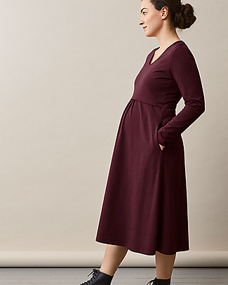 Boob Dress for Pregnancy and Nursing Charlotte - Eggplant - Organic Cotton Dresses_